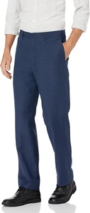 Men'S Linen Blend Dress Pants, Flat Front, Lightweight Breathable Fabric, Durabl - Picture 1 of 12