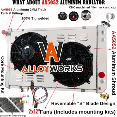 Fits 1982-1992 Chevy Camaro Pontiac Firebird V8 3-Row Radiator Shroud Fan Relay - Image 1 of 4