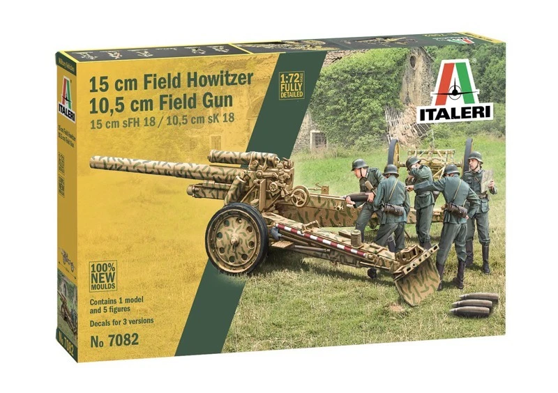 Italeri 1/72 (20mm) 15cm Schwere Feldhaubitze 18 Sfh18/10.5cm Sk-18 Campo Gun