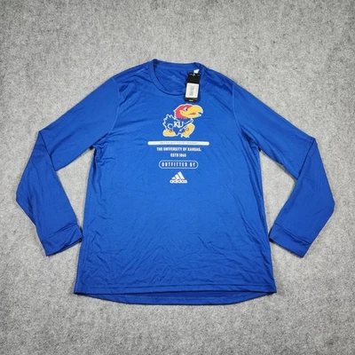 Adidas Shirt Mens Large Blue Long Sleeve University Of Kansas Jayhawks - Image 1 of 4