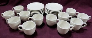24PC HOMER LAUGHLIN CHINA WHITE TEACUP TEA COFFEE CUP SAUCER SET SERVICE FOR 12 - Picture 1 of 9