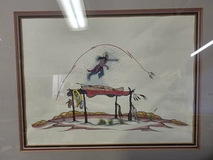 Kiowa/Navajo Dennis Belindo Original Gouache Aquarell Gemälde - Bild 1 von 11