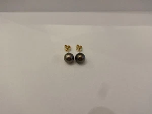 Ohrstecker 8,8 mm Tahitiperlen, hervorragendes Lüster, aus eigener Werkstatt . - Picture 1 of 3