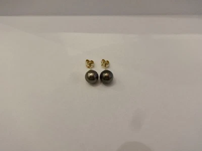 Ohrstecker 8,8 mm Tahitiperlen, hervorragendes Lüster,  aus eigener Werkstatt . - Bild 1 von 3