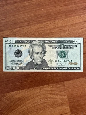 UNITED STATES 2013: $ 20 Dollars Federal Reserve Note w/ Fancy S/N. MF 66166177 - Image 1 of 2