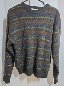 Vintage David Taylor horizontal gestreifter strukturierter Strickpullover Langarm Medium - Bild 1 von 7