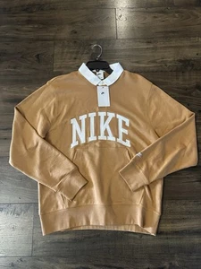 $90 Mens Size M Nike Club Fleece Long Sleeve Rugby Polo Shirt FN3112 XL - Picture 1 of 4