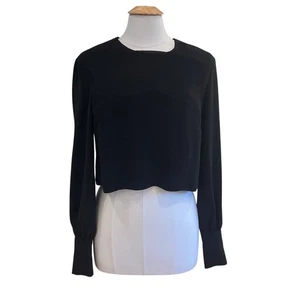 ARITZIA Babaton Black Long Sleeve Cropped Blouse, Large Cuffs, S - Picture 1 of 14