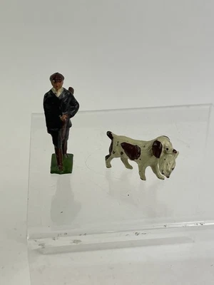 Figura de juguete de metal Charbens Game Keeper con pistola de tiro perro que lleva aves antes de la guerra rara Foto 1 de 4