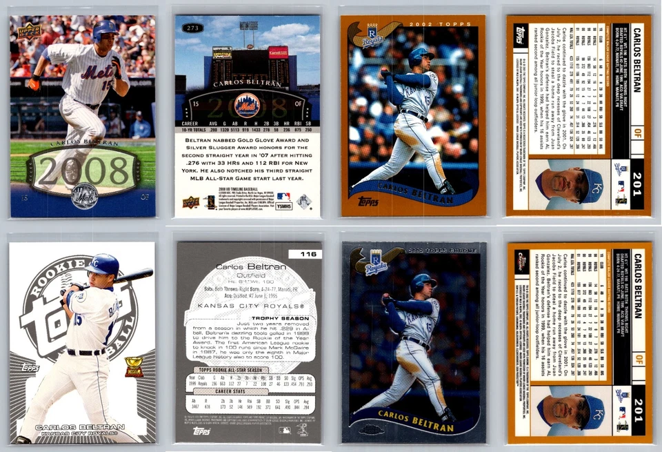 Carlos Beltran 4 Card Lot - Royals Astros Mets Giants Cardinals Yankees Rangers  - Image 1 of 1
