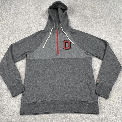 Homage Ohio State Buckeyes Hoodie Adult Medium 1/4 Zip Hooded Sweatshirt Gray Cover