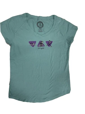 Life is Good Fitted Green T-shirt Jackie Swim Bike Run Size L SI24 - Image 1 of 4