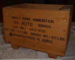 Vintage 45 Caliber Small Arms Ammunition Wood Crate - Picture 1 of 7