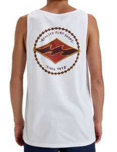 BILLABONG MENS VEST.ROTOR DIAMOND WHITE TANK TOP SLEEVELESS BACKPRINT TSHIRT S25 - Picture 1 of 9