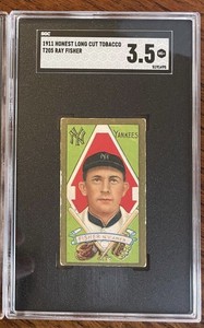 1911 T205 Ray Fisher Yankees SGC 3.5 Honest Long Cut Rare Single Print Rare Back
