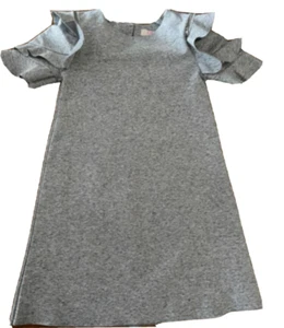GB Girls Heather Gray Ruffle Optional Open Shoulder Dress Girls Large 10 12 - Picture 1 of 4