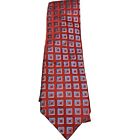 Ted Baker London Silk Tie Red Background with Light Blue Squares Men Necktie.