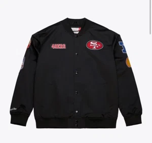 San Francsco 49ers Mitchell & Ness Black Out Collection Midweight Weight Jacket - Picture 1 of 6