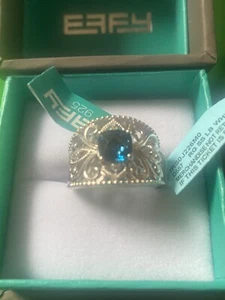 NEW! EFFY LONDON BLUE TOPAZ, WHITE SAPPHIRE & STERLING SILVER RING /SIZE 7 /$525 - Picture 1 of 7