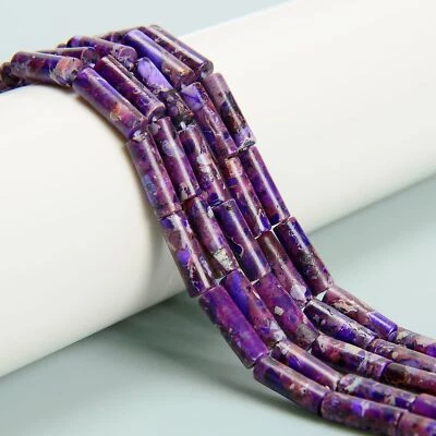 Purple Sea Sediment Jasper Cylinder Tube Beads Size 4x13mm 15.5'' Strand - Image 1 of 2