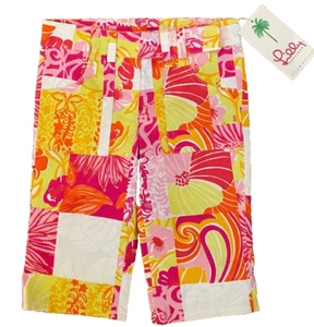 NWT Designer Lilly Pulitzer Sz 4 Girls Toddler Pants Capri Adjustable Waist - Picture 1 of 6