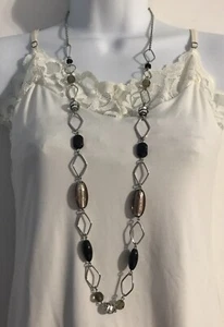 Lia Sophia Silvertone Art Glass Bead Necklace - Picture 1 of 11