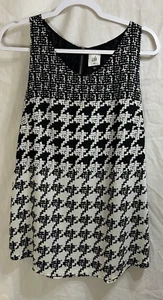 CAbi Damen M schwarz weiß ärmellos abstrakt langer Rücken Schwanz Top - Bild 1 von 4