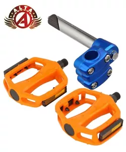 ALTA Original Bike 4-Bolt 21.1mm BMX Stem Blue & Alloy Pedals 9/16" in Orange - Picture 1 of 1