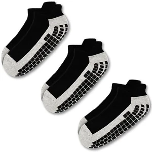 Ankle Men Low Cut Socks Non Slip Grips Cushion Socks 3 Pairs Pilates Yoga Hos... - Picture 1 of 7