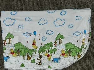 Rare Vintage Winnie The Pooh 100 Acre Wood Print Flannel Crib Sheet - Picture 1 of 3