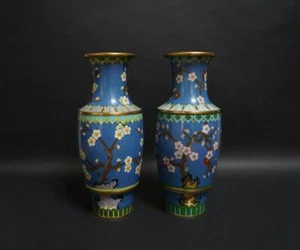 Cloisonne Vase 2er Set, B4,2xH6,2", chinesisch antik - Bild 1 von 6