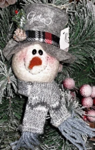 CHRISTMAS GATHER SNOWMAN HEAD ORNAMENT cl - Picture 1 of 3