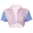 All-match Crop Blouse Short Sleeve Summer Korean Shirt for Lady Girl