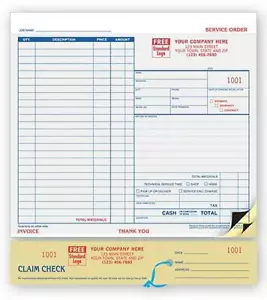 500 Automobile Garage Repair Form with Claim Check / NEBS Deluxe No. 311-2 - Picture 1 of 1