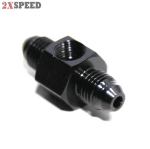 (one) Black 4AN to Male AN4 Straight Fitting Adapter + 1/8NPT Pressure/Temp Port - Bild 1 von 6