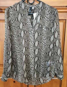 Kut from the Kloth brauner Schlangenhautdruck durchsichtig V-Ausschnitt Bluse Top XS NEU Neu mit Etikett - Bild 1 von 11