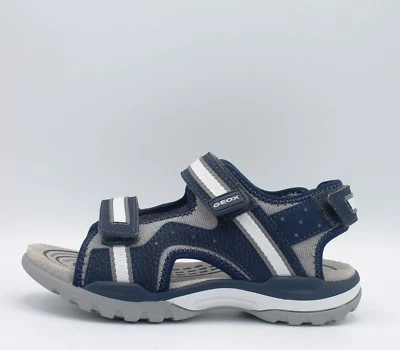Geox Borealis J720RB Junior Sandals with Fabric and Leather Straps Blue - Image 1 of 4