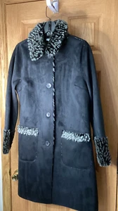 Isaac Mizrahi Live Ladies Size 8 faux suede and fur Mid-Length Coat - Pre-owned - Picture 1 of 12
