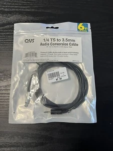 QVS CC399TS-06 6ft 3.5mm TRS to 1/4 Male TS Mono Cable - NEW - Picture 1 of 1