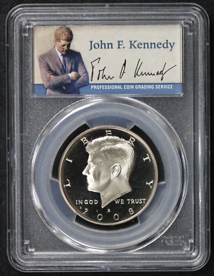 2008-S 50c JFK USA Proof Half Dollar PCGS PR69DCAM Signature Label - Image 1 of 2