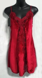 NWT Crimson Velour Feel Eyelashes Lace Edges Nightie Size 10 by Miss Temptation - Picture 1 of 9