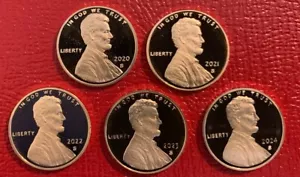 2020~21~22~23~ 2024~2025 S Lincoln Shield Cent Proof pennies From Us Proof Sets - Picture 1 of 3