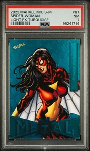 SPIDER-WOMAN PSA 7 2022 Marvel Metal Universe Spider-Man Turquoise #87 34/50 - Picture 1 of 2