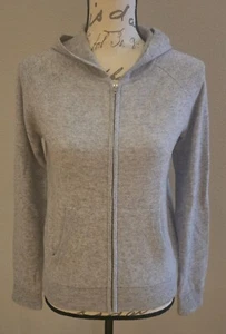 AQUA CASHMERE Girl's Gray Cashmere Full Zip Hoodie Sweater - Picture 1 of 4