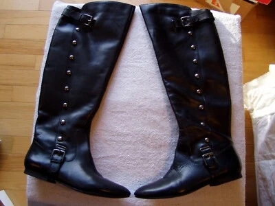 BOTAS DE CUERO NEGRAS HASTA LA RODILLA VINTAGE CARLOS SANTANA PARA MUJER TALLA 71/2 B Foto 1 de 4