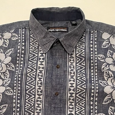 REYN Spooner Mens 2XL Button SS Shirt-Denim Look Tapestry-Floral - Image 1 of 4