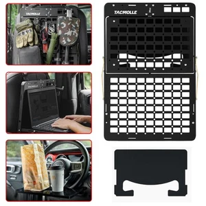 2-in-1 Car Back Seat Organizer Tactical MOLLE Panel Shelf w/ Steering Wheel Tray - Picture 1 of 8