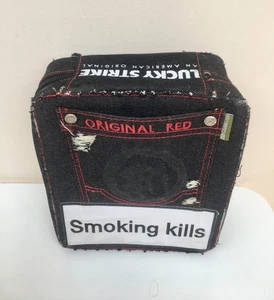 Vintage Denim Textile Empty Lucky Strike Cigarette Box Zipper cigarette case - Picture 1 of 15