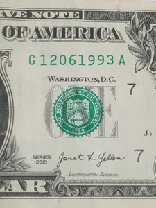 2021 $1 G CHICAGO BEP G-A BLOCK TRUE BIRTHDAY NOTE DECEMBER 6 1993 (G12061993A) - Picture 1 of 8