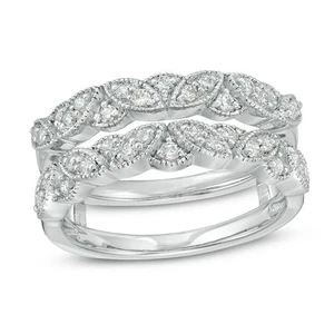 Zales 3/8 Karat Diamant Sterlingsilber Ring Guard Vintage Style Größe 8 - gebraucht - Bild 1 von 3